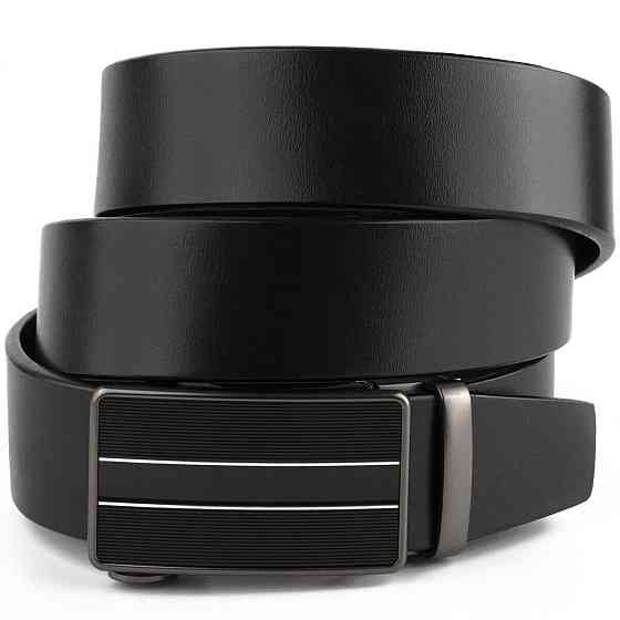 Ремінь чоловічий з автоматичною пряжкою і смужками Vintage 20330 Чорний Київ