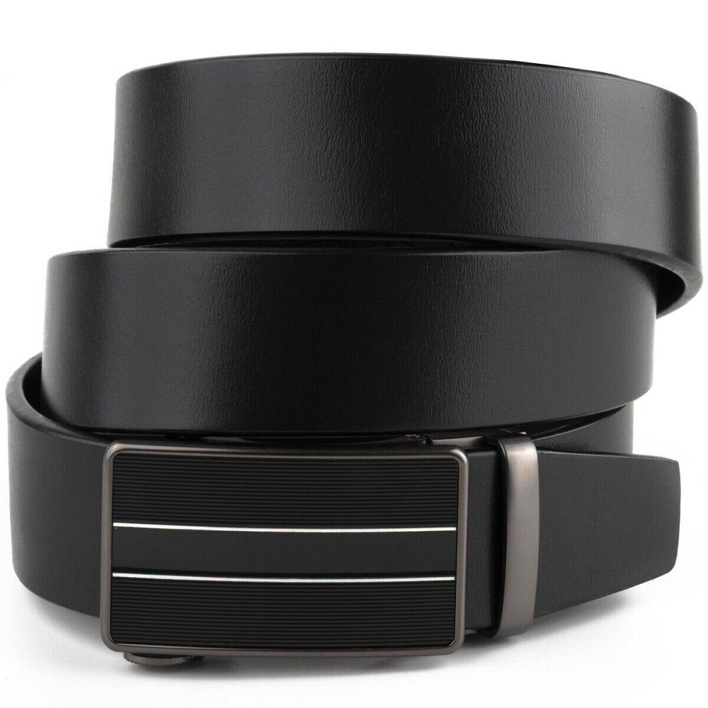 Ремінь чоловічий з автоматичною пряжкою і смужками Vintage 20330 Чорний Київ - фото 1