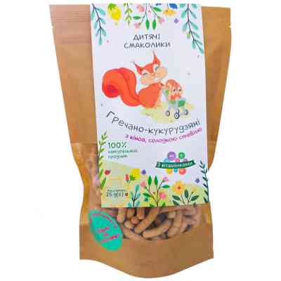 Дитяче печиво Дитячі Смаколики Палички неглазуровані Гречано-кукурудзяні з кіноа, солодкою стевією і вітамінами 25 г (1181030) Вінниця