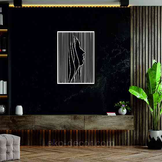 Декоративное настенное 3D Панно «Силуэт женщины», Декор на стену с объемом 90*63 см, Белый Киев