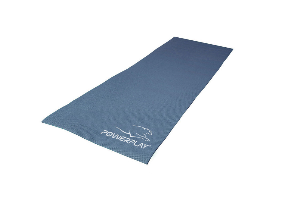 Килимок для йоги фітнесу гімнастіки каремат PowerPlay 4010 PVC Yoga Mat Синій 173см на 61см Київ - фото 4