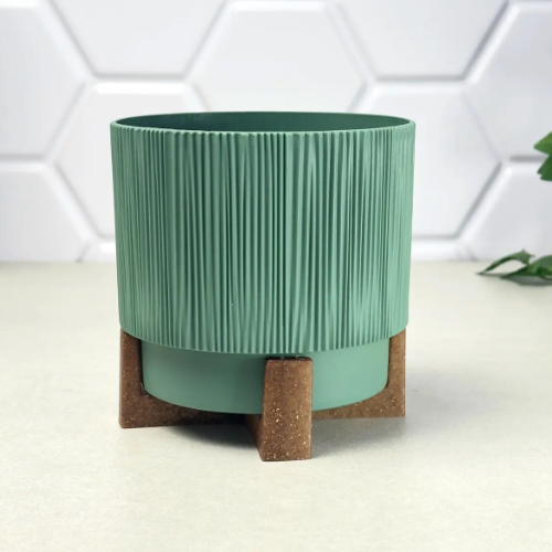 Вазон Осло зі вставкою та декоративною підставкою 24см зелений Алеана Житомир - фото 4