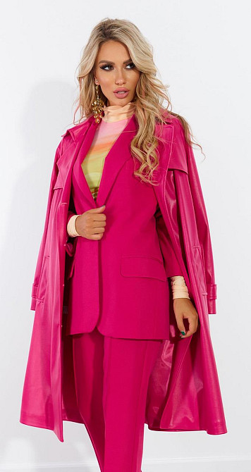 Яскравий тренч з екошкіри Київ - фото 4