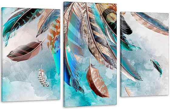 Модульна картина у вітальню/ спальню Абстракція Пір`я Art-529_3 70x130 см Київ