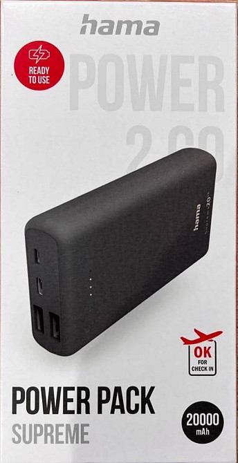 Батарея універсальна Hama PD 20HD 20000mAh Grey Київ - фото 1
