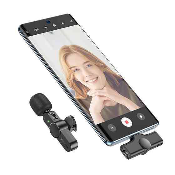 Бездротова мікрофонна система BOROFONE BFK12 Trophy lavalier wireless digital microphone Type-C Black Одеса