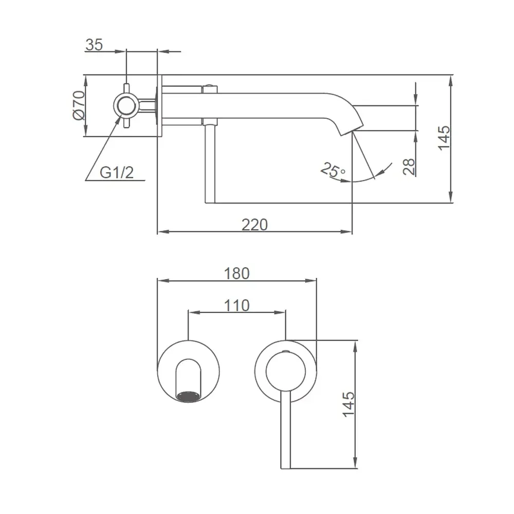 Змішувач для умивальника настінний Gappo G1206-6 чорний Київ - фото 5