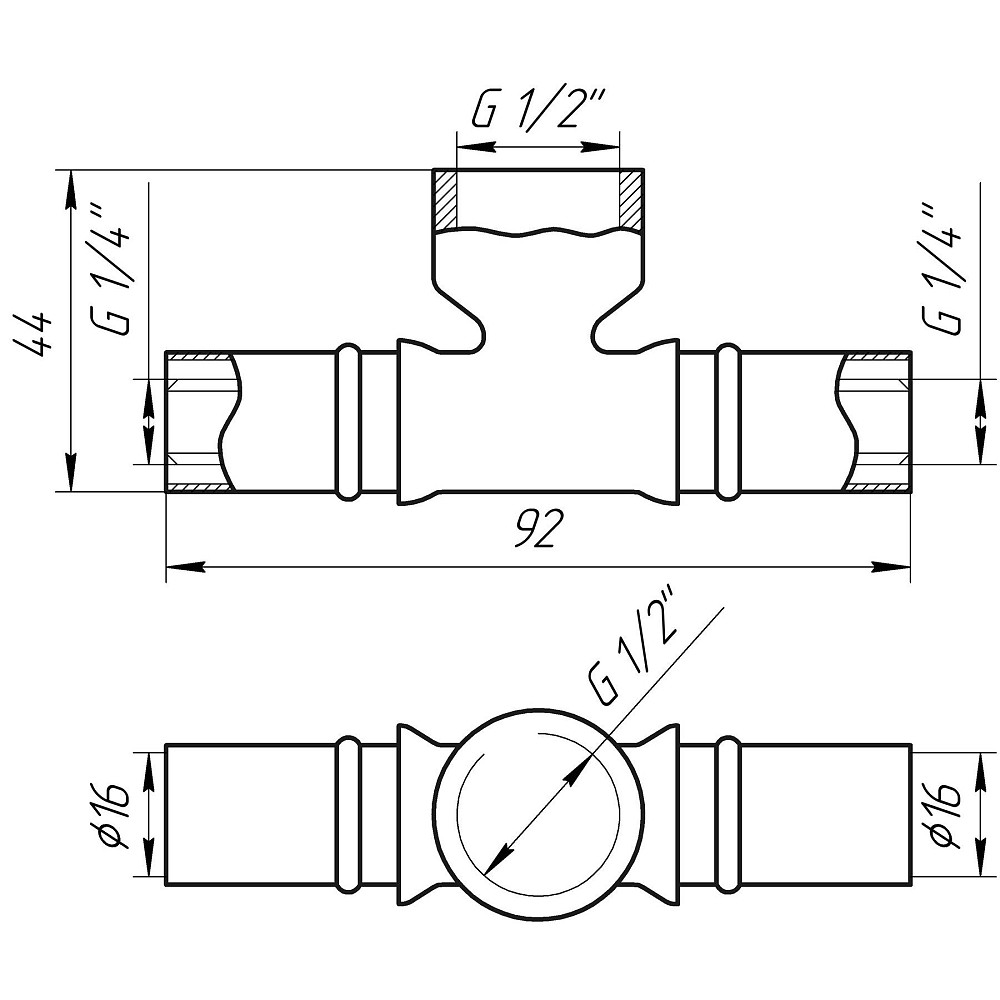 Трійник із внутрішньою різьбою прес APE ITALY AP 132 16х1/2″х16 Луцк - изображение 4