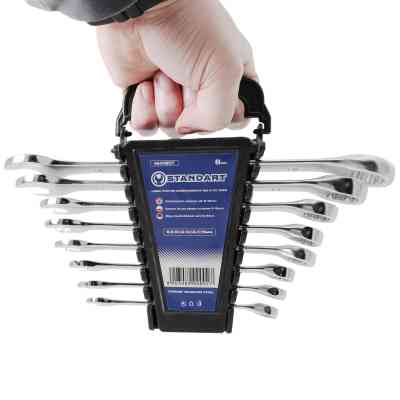 Ключ Стандарт рожково-накидной 8 шт. 8-19 мм на холдере (NKK8ST) Винница