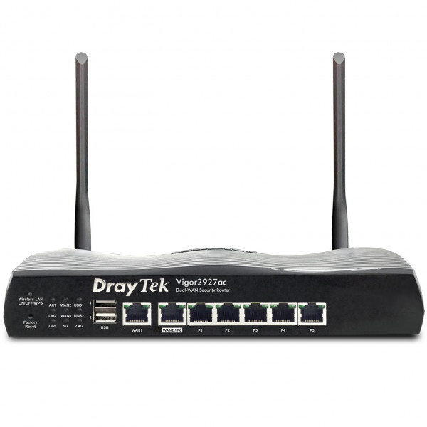 Маршрутизатор Drytek Vigor 2927ac, 2(6) WAN GbE, 5 LAN GbE, 2 USB 2.0, 50 VPN, Multi-LAN (8+DMZ+IP R Киев - изображение 1