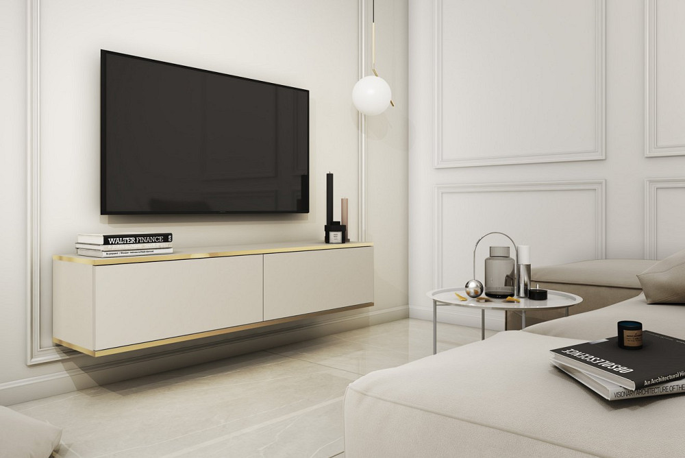 Тумба під телевізор навісна Perfect Home Оро / Oro 2-дверна RTV135 Бежевий (PFH-091351) Дніпро - фото 1