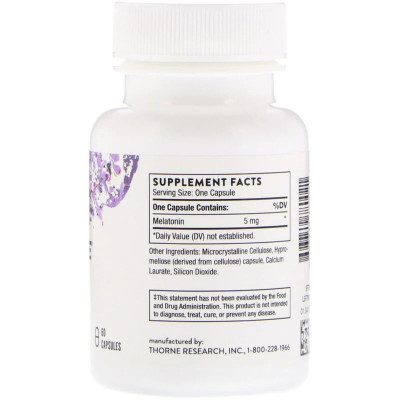 Вітамінно-мінеральний комплекс Thorne Research Мелатонін-5, Melaton-5, 60 капсул (THR-78002) Вінниця - фото 2