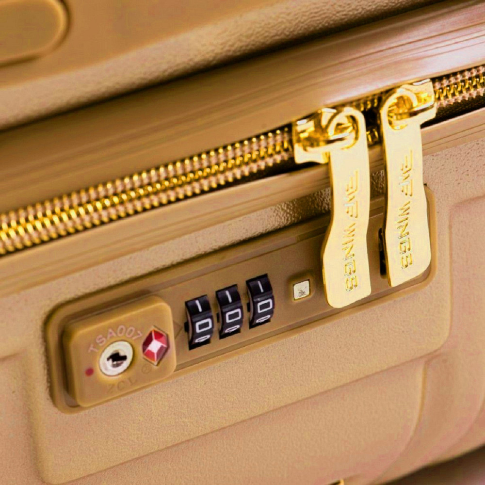 Чемодан пластиковый Wings WN01 маленький 55 см золотистый Киев - изображение 3