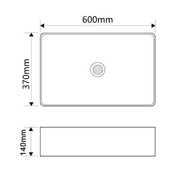 Раковина накладна Mixxus Premium QUADRO-0209 600х370х140mm з переливом   ( MP6522 ) 20971 Харків
