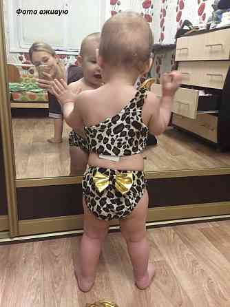 Детский раздельный купальник с повязкой леопардовый Киев