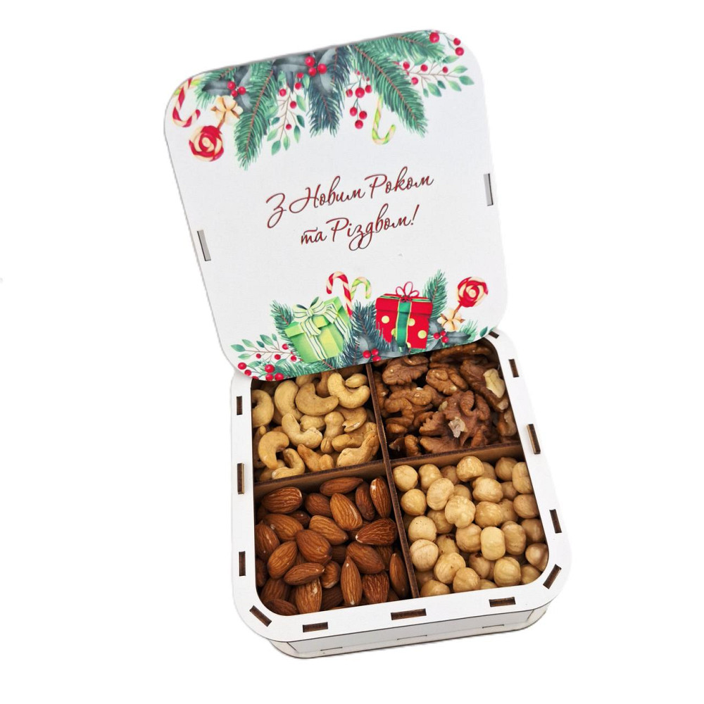 Новорічний набір горіхів у святковому пакуванні на Новий Рік для дівчини, жінці, колегам, вчителю, сестрі, подрузі, мамі, чоловіку Одеса - фото 1