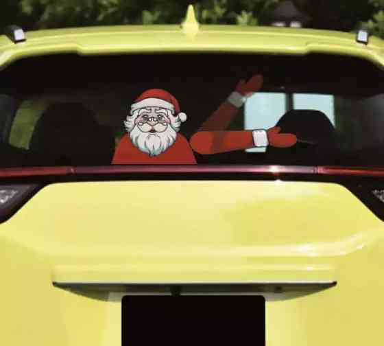 Новогодняя виниловая наклейка на автомобиль 