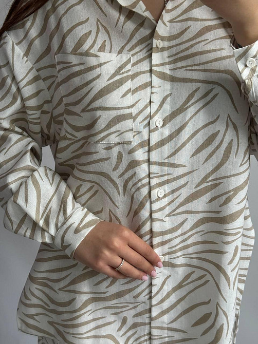 Костюм женский летний лен Бежевый Животные принты XL-XXL Харьков - изображение 3