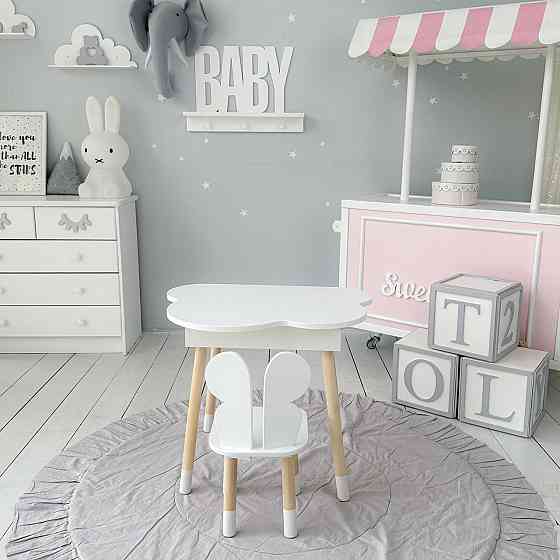 Новинка! Стол тучка с нишей и стульчик бабочка белые 27603 Киев