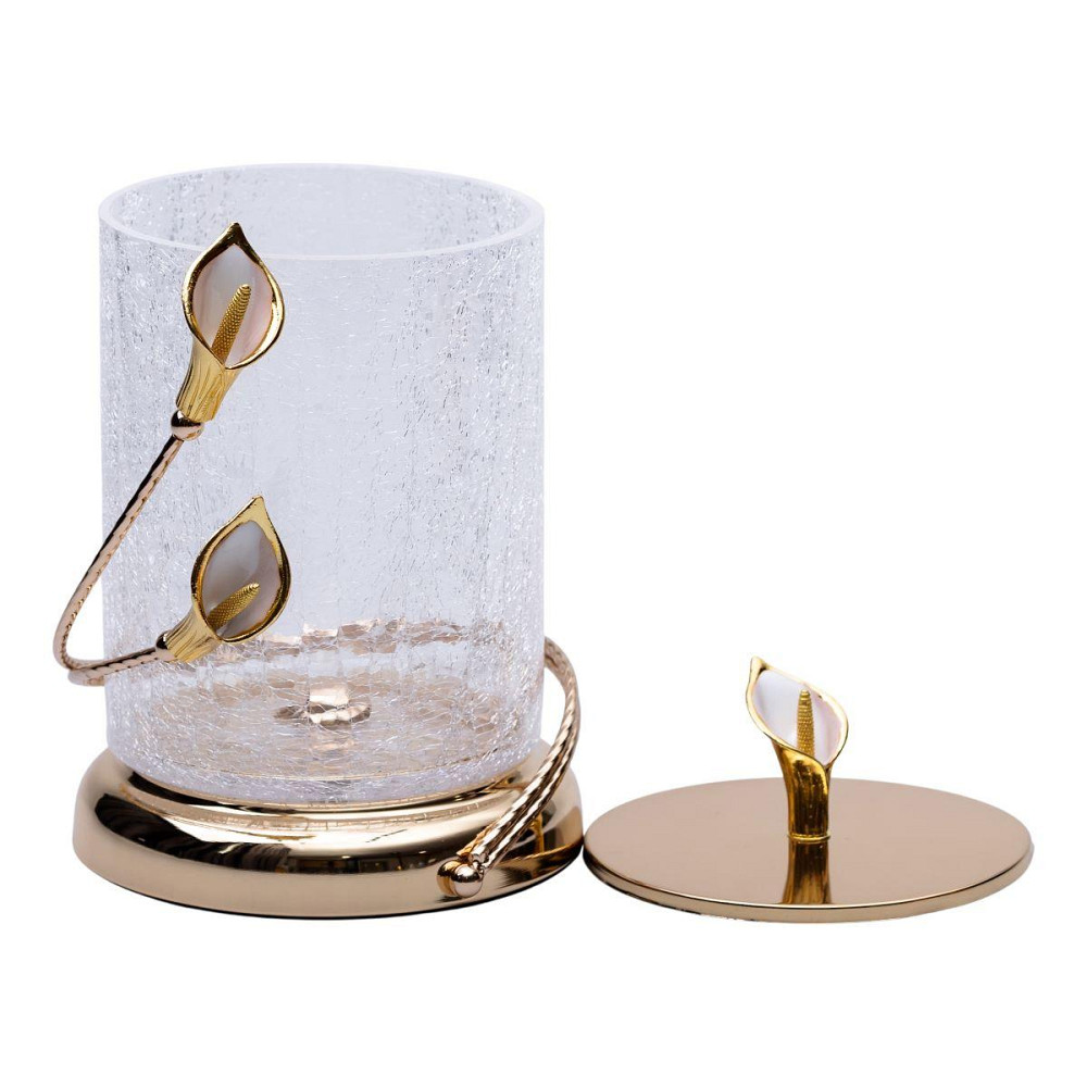 Конфетница стеклянная 14×23 см с цветочным металлическим декором конфетница с крышкой HP-7-6 Киев - изображение 3