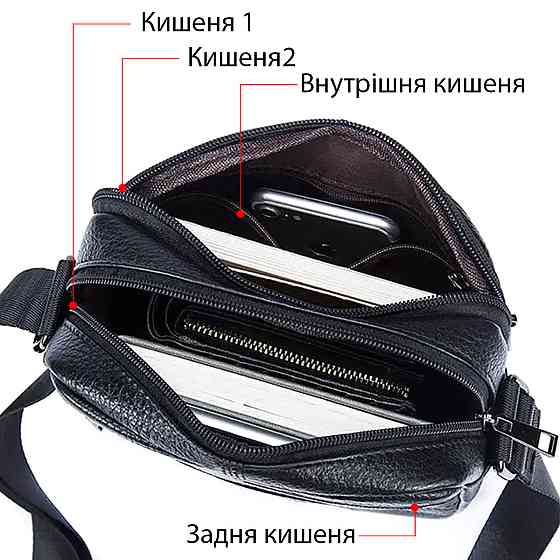 Сумка чоловіча флотар Vintage 14758 Чорна Київ