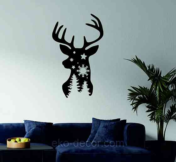 Декоративное настенное Панно «Олень», Декор на стену 90*54 см, Черный Киев