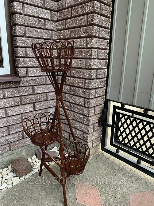 Підставка для квітів плетена з лози в коричневому кольорі Київ - фото 2