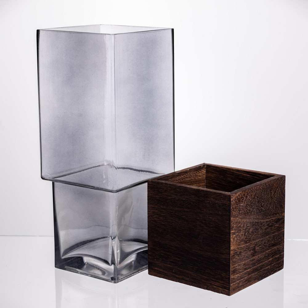 Кругла прозора ваза для квітів з товстого скла Київ - фото 3