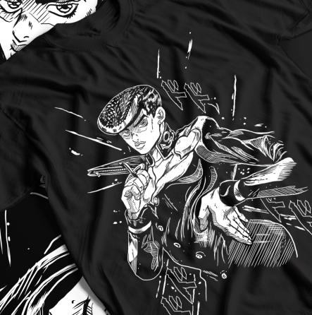 Футболка з аніме принтом Джосуке Кіра Джоджо С оверсайз (S/M/L) Чорний AnimeJ0777 Дніпро