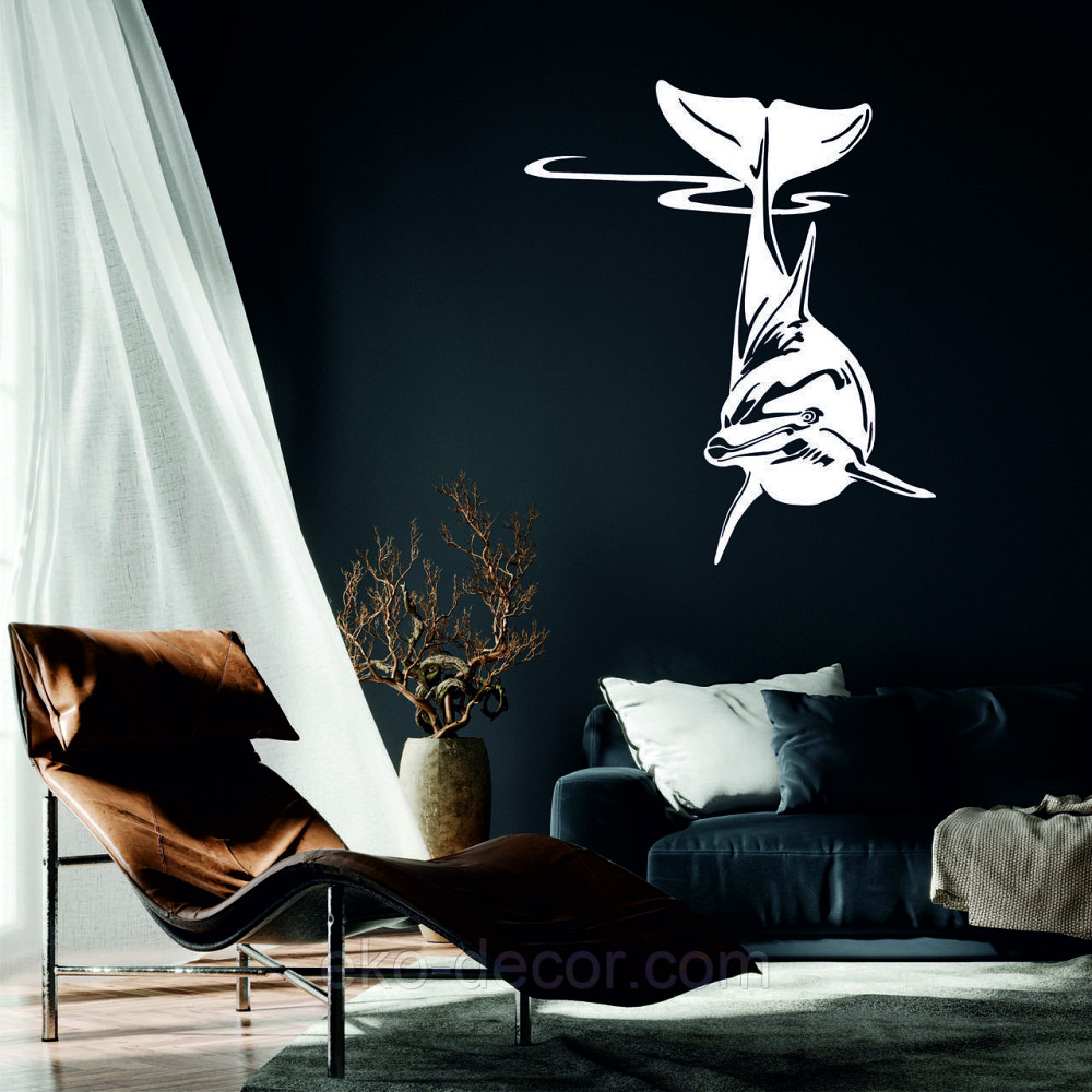 Декоративное настенное Панно «Дельфин» Декор на стену 70*43 см, Белый Киев - изображение 3