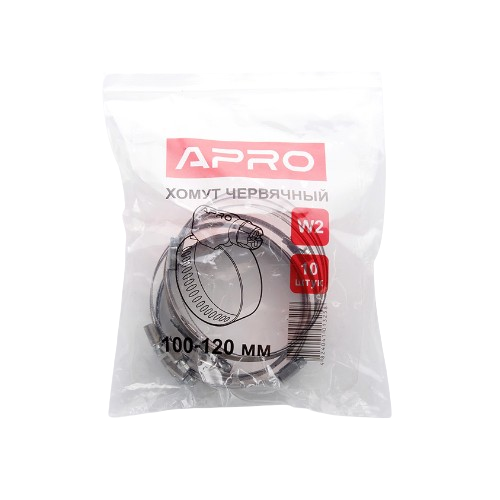 Хомут черв'ячний нержавіюча сталь 8-12мм W2 50 шт/уп APRO Житомир