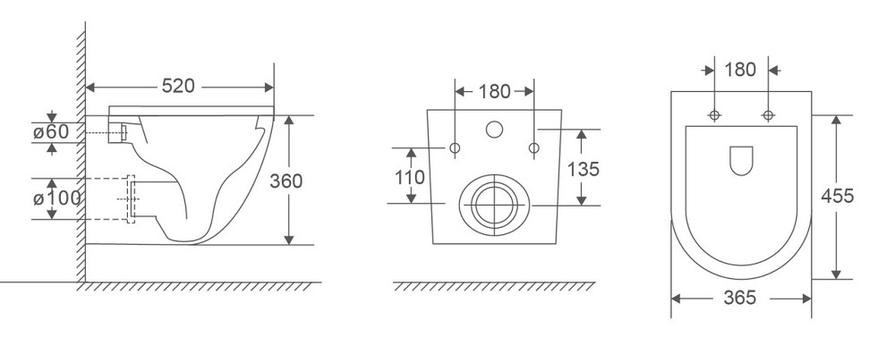 Унітаз підвісний Mixxus Premium Ellipse-0303-R Black 520x365x360mm, система змиву RIMLESS (MP6464) Київ - фото 2
