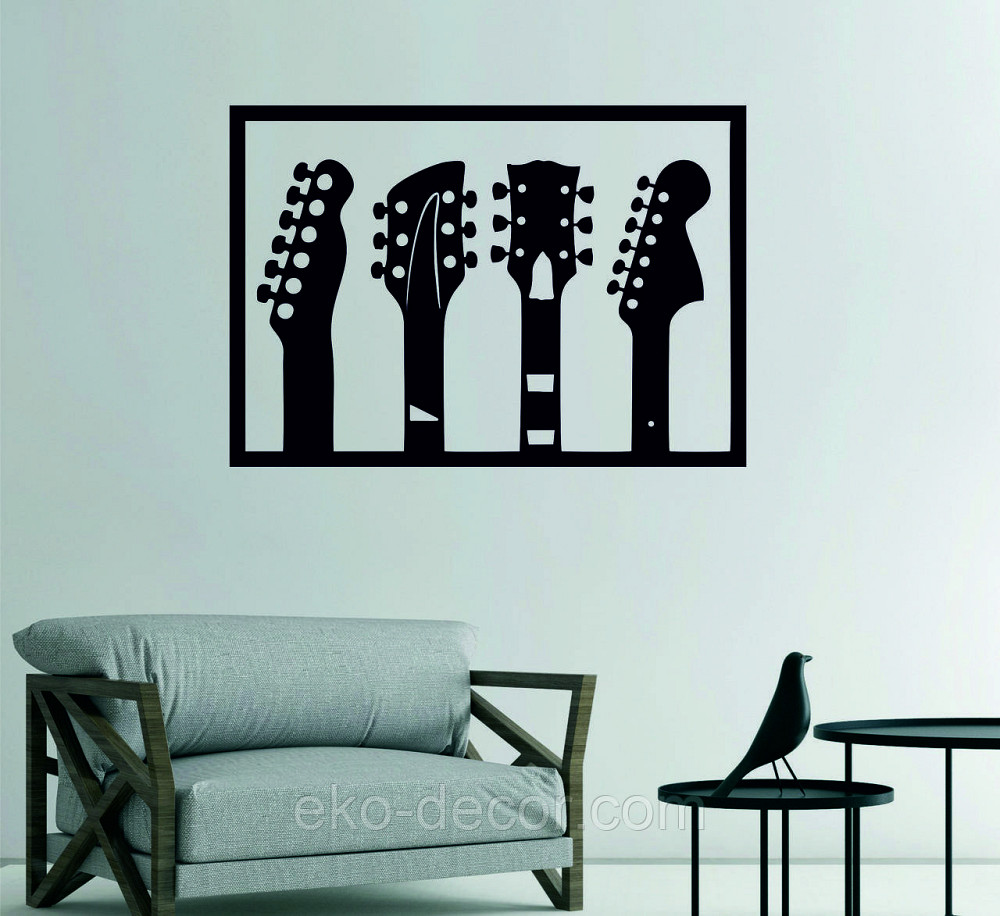 Декоративное настенное Панно «Гитара» Декор на стену 110*77 см, Черный Киев - изображение 2