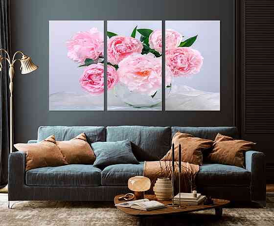 Модульная картина в гостиную / спальню   Піони  ART-221_3A Киев