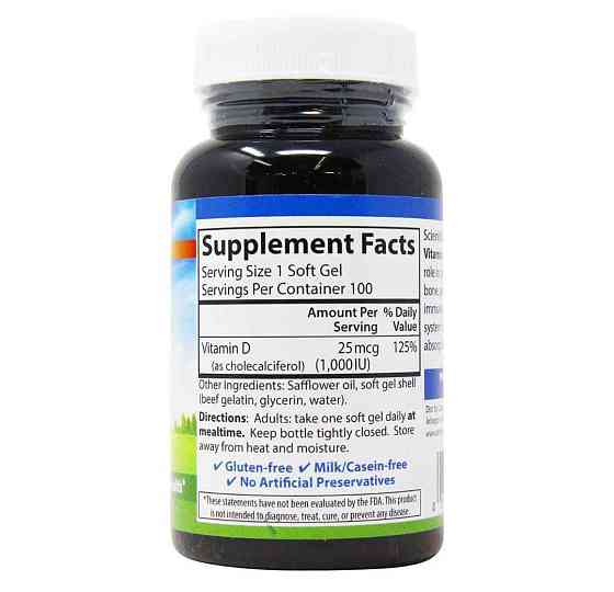 Витамин D3 для костей Carlson Vitamin D3 1000 МЕ 100 гел капс Киев