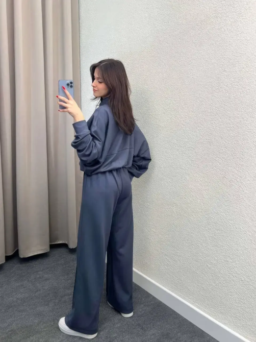 Женский костюм-двойка с широкими штанами 54/56 Графитовый Харьков - изображение 2