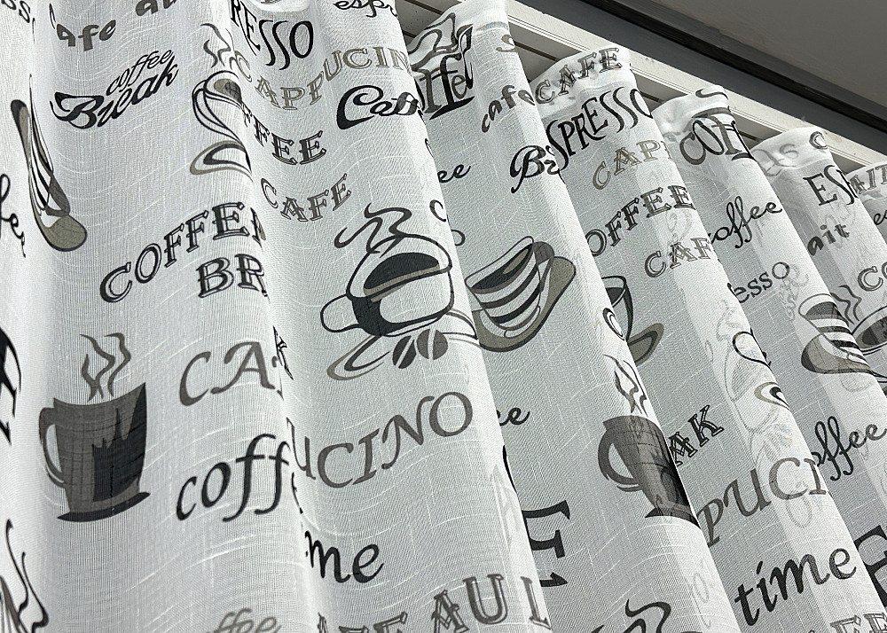 Тюль лен с принтом цвет белый с черным 1791т Киев - изображение 8