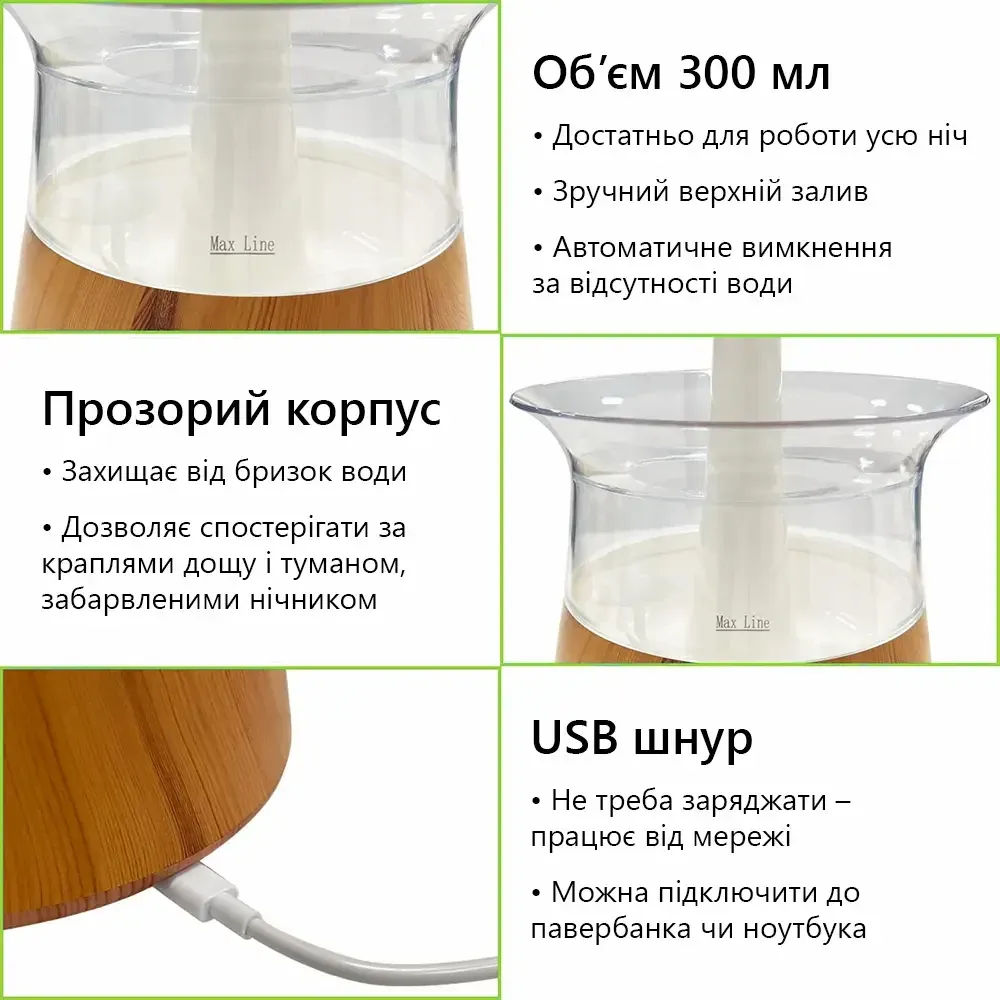 Увлажнитель воздуха ультразвуковой Rainfall с эффектом дождя. Ночник гриб бамбук Днепр - изображение 3