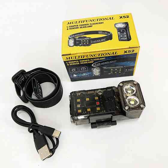 Налобный фонарь яркий X52, 2LED+6SMD RGB, Мощный аккумуляторный фонарик на голову MK-28 Львов