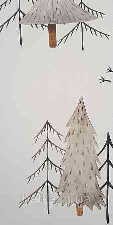 Шпалери флізелінові екологічно чисті Rasch Kids World 0.53х10 дитячі ялинки гілки коричневі сірі на білому Київ