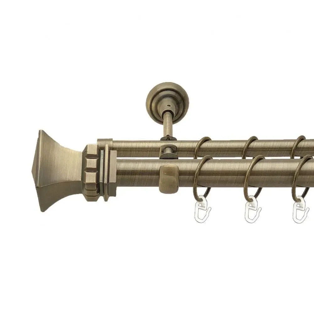 Карниз Orvit Емпорія металевий дворядний відкритий гладка труба кільце металеве Антик 25\16 мм 200 см Львов - изображение 1