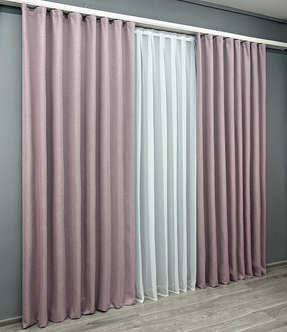 Комплект готовых штор VR-Textil Блэкаут двусторонний ASHEN NIGHT № 1843ш Пудровый 150х270 см 2 шт (33-0879) Киев - изображение 3