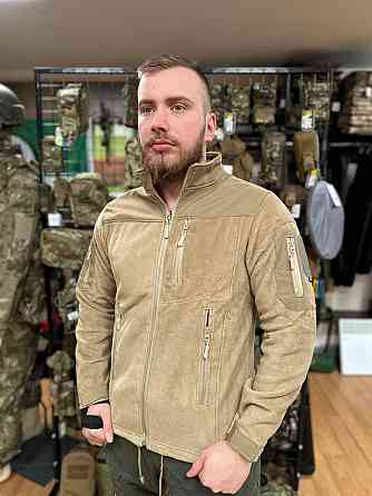Чоловіча флісова кофта Safari Tactical на блискавці із Softshell вставками (Пісочний) L Київ