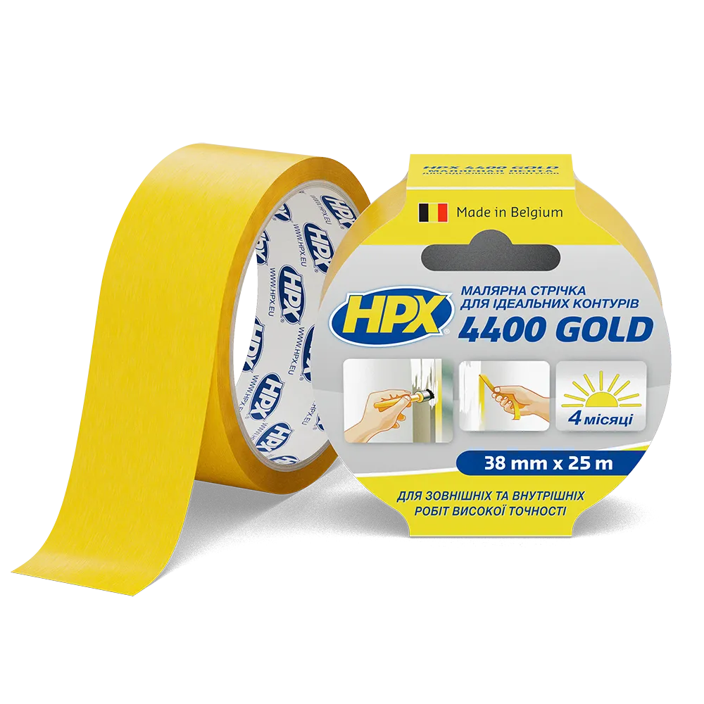 Маскуюча малярська стрічка HPX 4400 для зовнішнього застосування і чітких контурів 38 мм*25 м помаранчева (FP3825) Киев - изображение 1