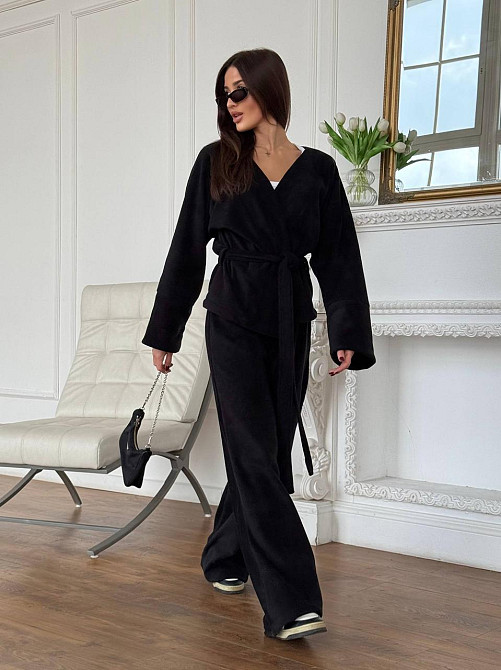 Жіночий костюм із двостороннього турецького флісу Чорний 48/52 Харків - фото 1