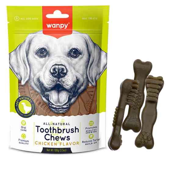 Wanpy Toothbrush Chews Chicken ВАНПІ ЗУБНА ЩІТКА жувальні ласощі зі смаком курки для собак Київ