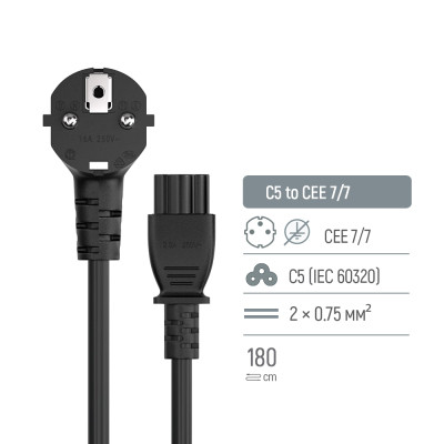 Кабель питания C5 1.0m black ColorWay (CW-CBP084-BK) Винница - изображение 5