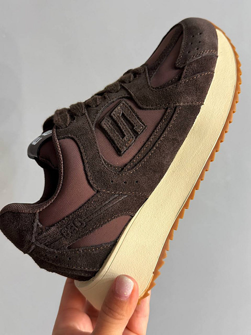 Кроссовки женские Hengji M-5 замшевые комбинированные с текстилем демисезонные коричневые, 39, 25 см Киев - изображение 3