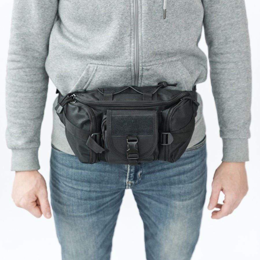 Чоловіча сумка рюкзак слінг, Нагрудна чоловіча сумка тактична чорна Нагрудна тактична тканинна DB-49 Івано-Франківськ - фото 4