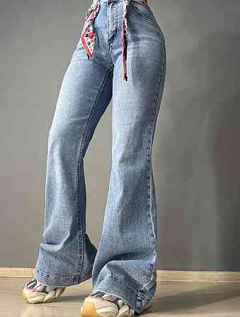 Джинси жіночі Dragon 8330 flare кльош від коліна з поясом збільшені розміри блакитні, блакитний, З4, 34, 96 см, 120 см Київ